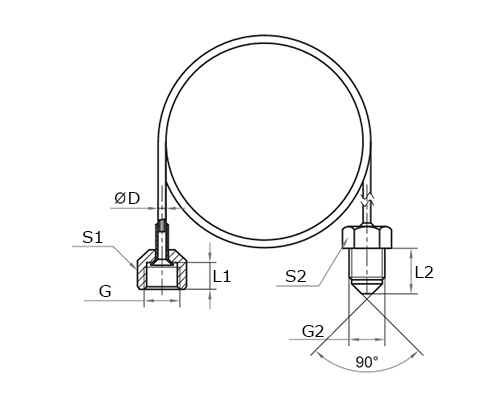 Трубка капиллярная Росма для РД/РДД G1/4ВР -  G1/2НР 3м, резьба присоединения G1/4(внутренняя) - G1/2(наружная), длина 3м